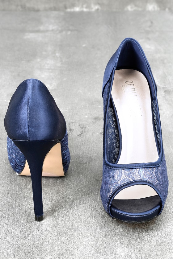 peep toe heels navy