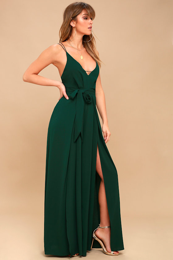 Hype Dream Forest Green Backless Wide-Leg Jumpsuit 2