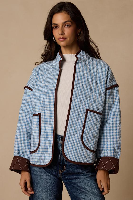 Daisy Blue Gingham Quilted Jacket - thumbnail 5