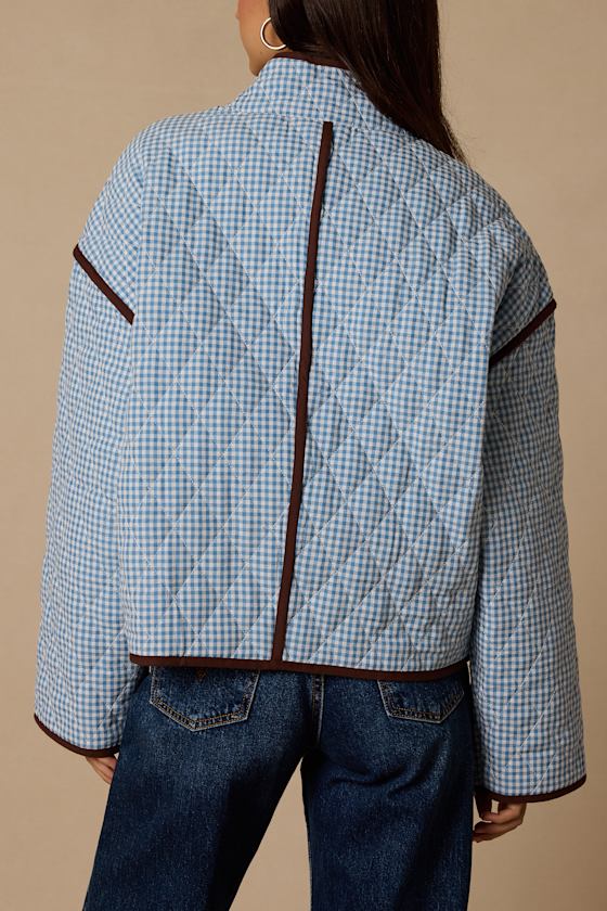 Daisy Blue Gingham Quilted Jacket - thumbnail 3