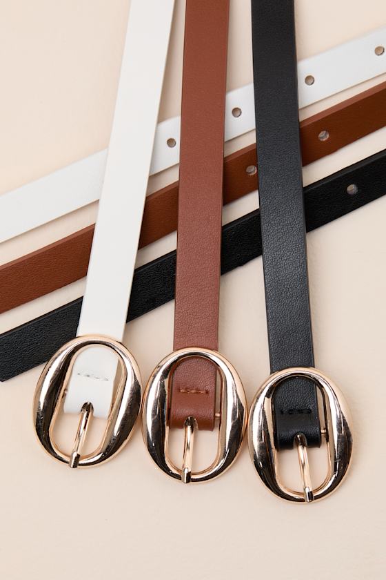 Kelsie Black, Brown, and Ivory Three-Piece Belt Set - thumbnail 4