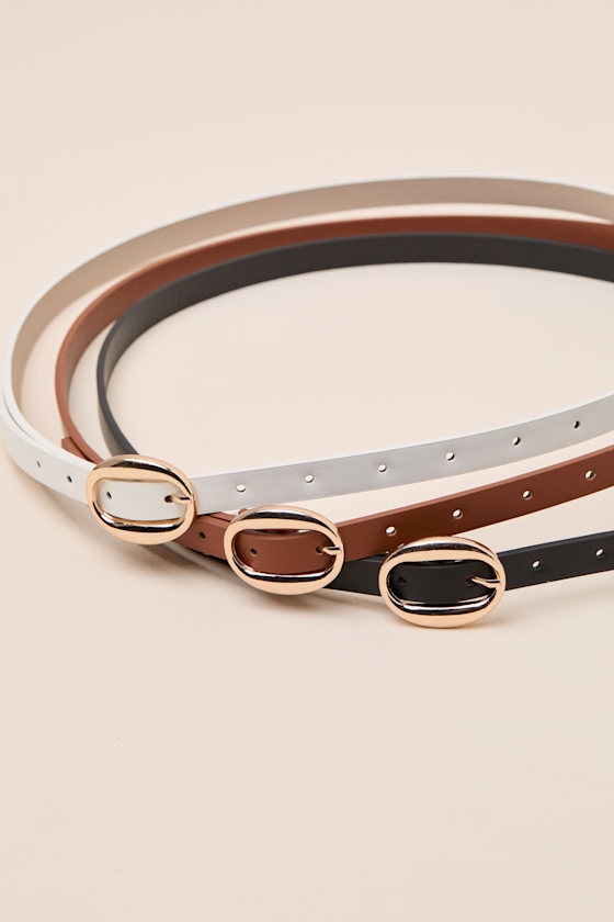 Kelsie Black, Brown, and Ivory Three-Piece Belt Set - thumbnail 5
