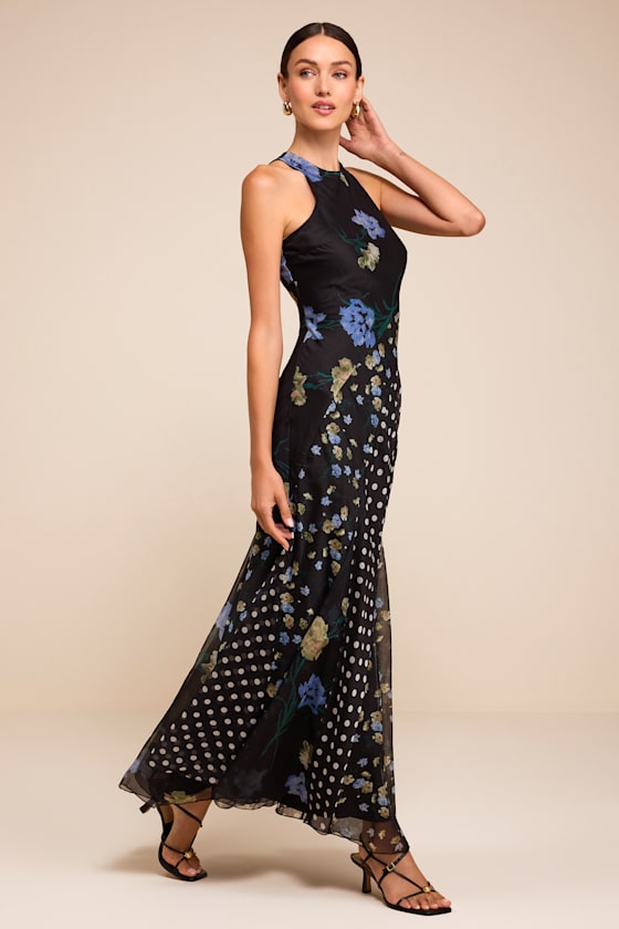 Alice Black Multi Print Maxi Dress - thumbnail 4