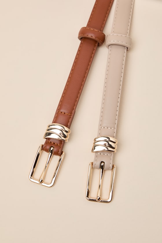 Chapman Brown and Ivory Skinny Belt Set - thumbnail 4