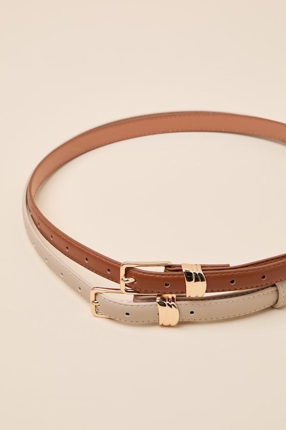 Chapman Brown and Ivory Skinny Belt Set - thumbnail 5