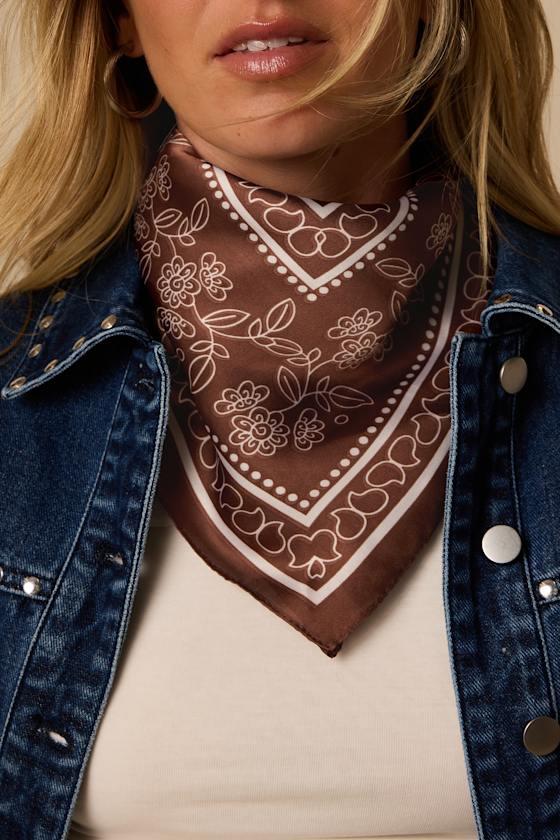 Abilene Brown Print Scarf - thumbnail 3