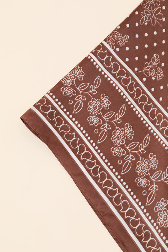 Abilene Brown Print Scarf - thumbnail 4