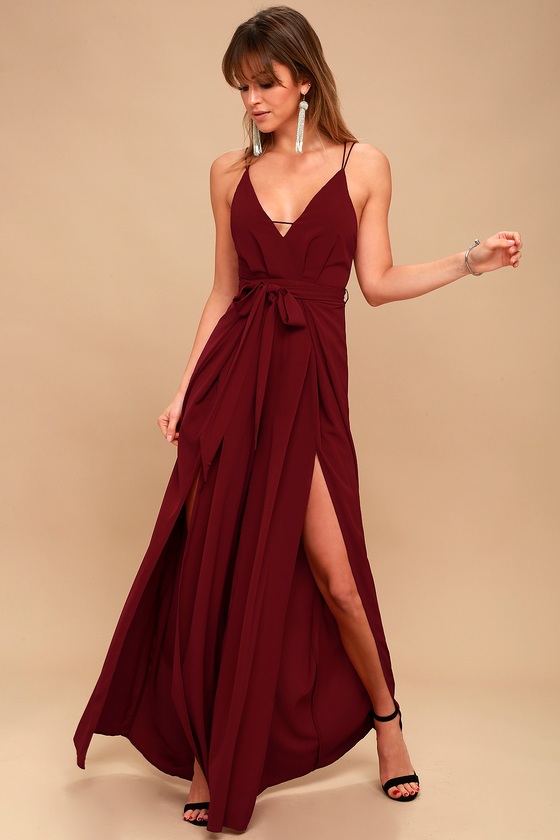 Hype Dream Wine Red Backless Wide Leg Jumpsuit
