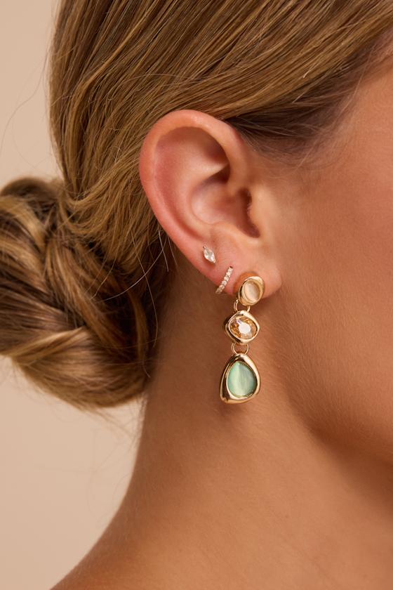 Pomella Gold Stone Drop Earrings