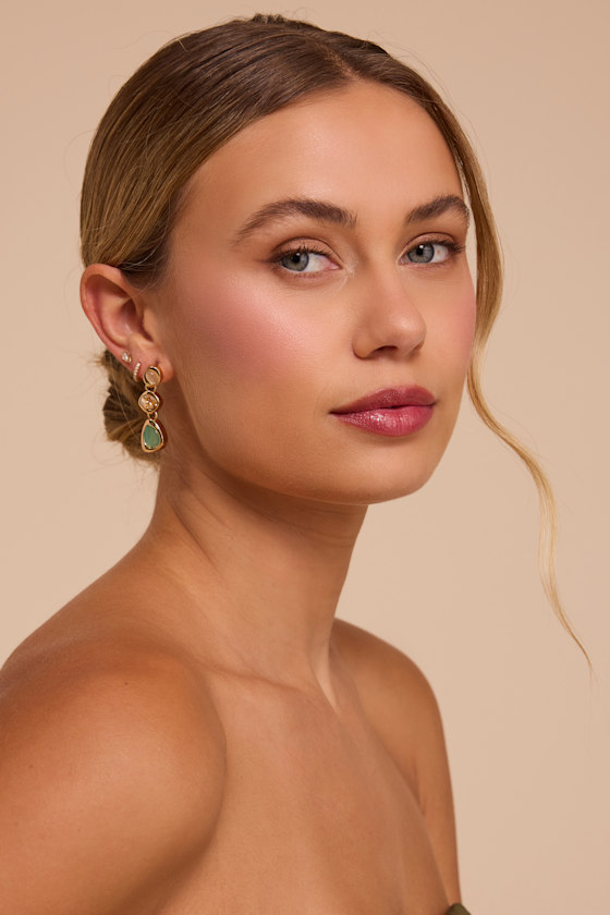 Pomella Gold Stone Drop Earrings - thumbnail 3