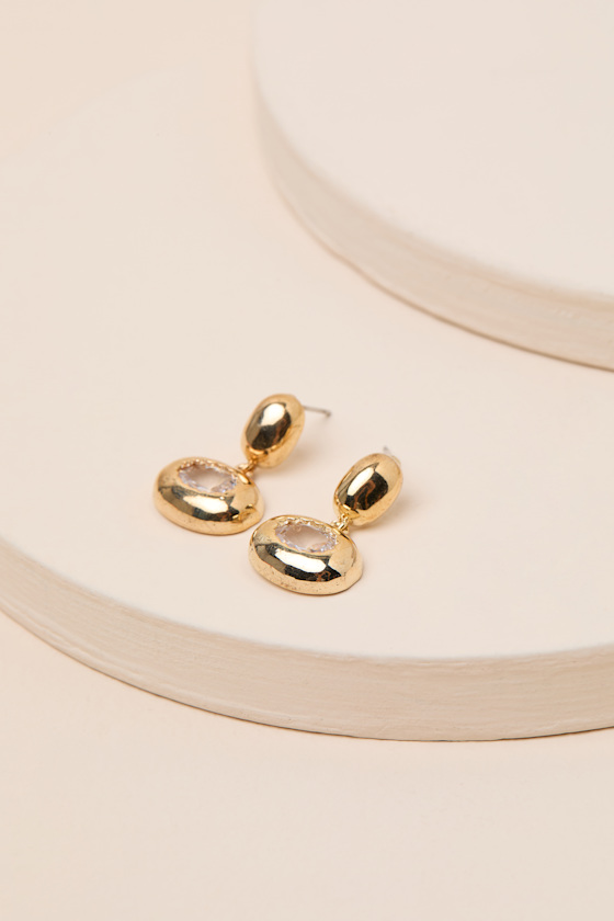Quinlin Gold Rhinestone Earrings - thumbnail 4