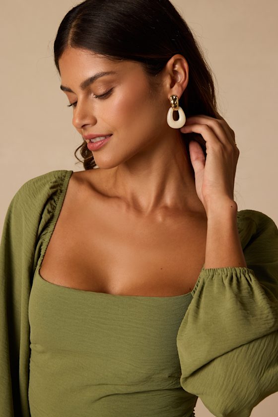 Ruella Beige Drop Earrings - thumbnail 3