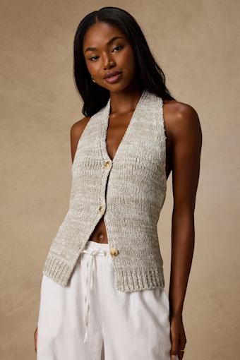 Teresa Heather Grey Halter Sweater Top 1