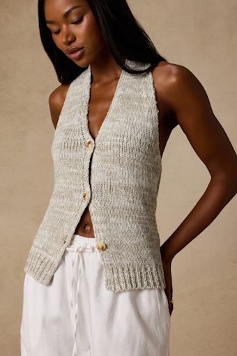 Teresa Heather Grey Halter Sweater Top 6