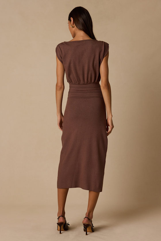 Brennan Brown Knit Midi Sweater Dress - thumbnail 3