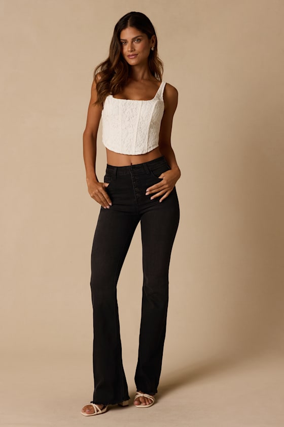 Reya White Lace Cropped Corset Top - thumbnail 3