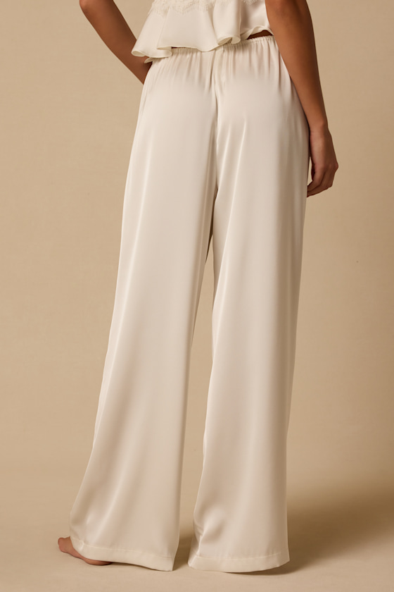 Willa Ivory Satin Pajama Pants - thumbnail 4