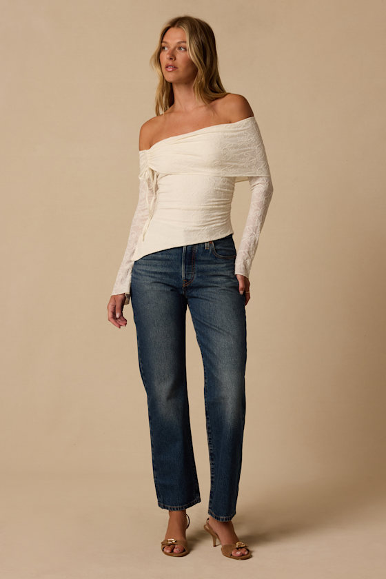 Janae Ivory Lace Off-the-Shoulder Top - thumbnail 3