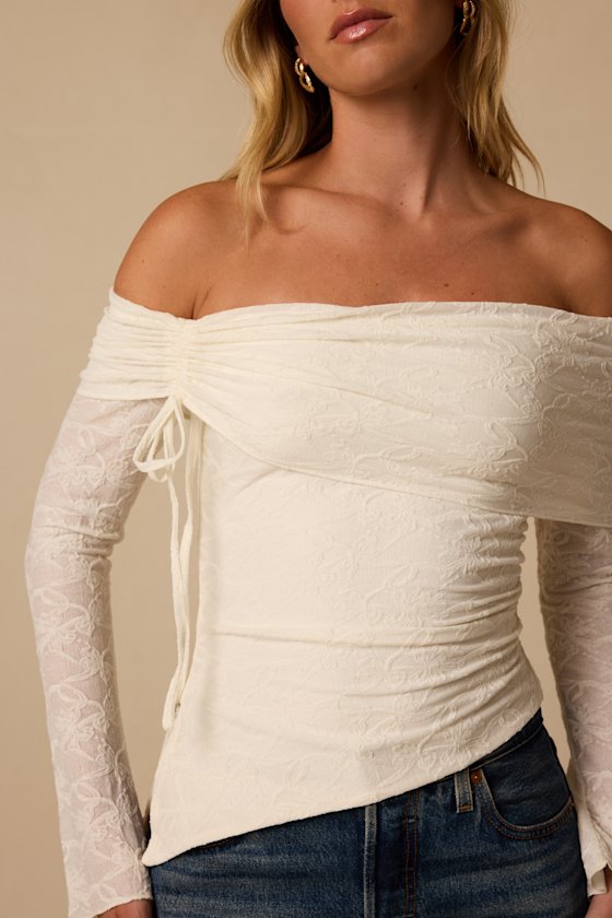 Janae Ivory Lace Off-the-Shoulder Top - thumbnail 4