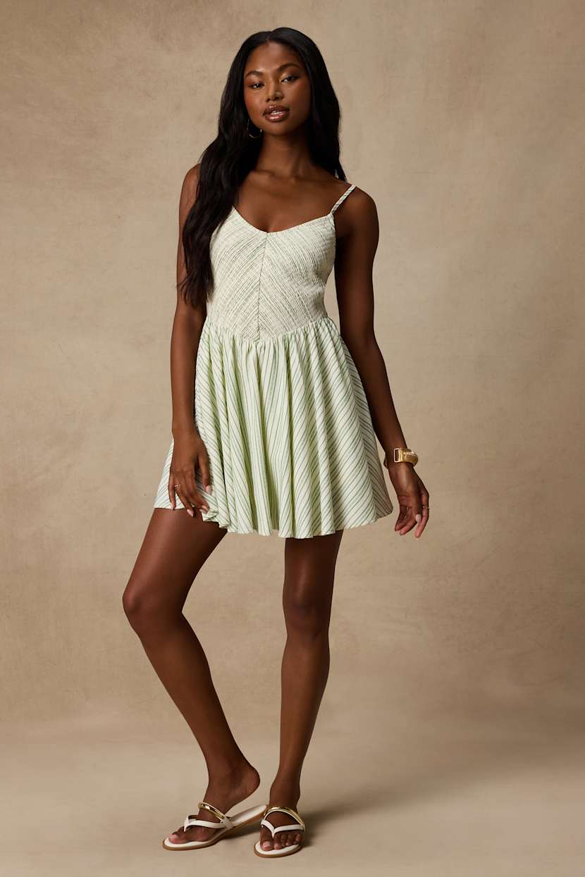 green striped mini dress Lulus | Green Striped Halter Mini Dress | Womens | X-Large (Available in XS, S, M, L)