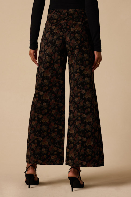 Briggs Black Floral Corduroy Pants - thumbnail 3