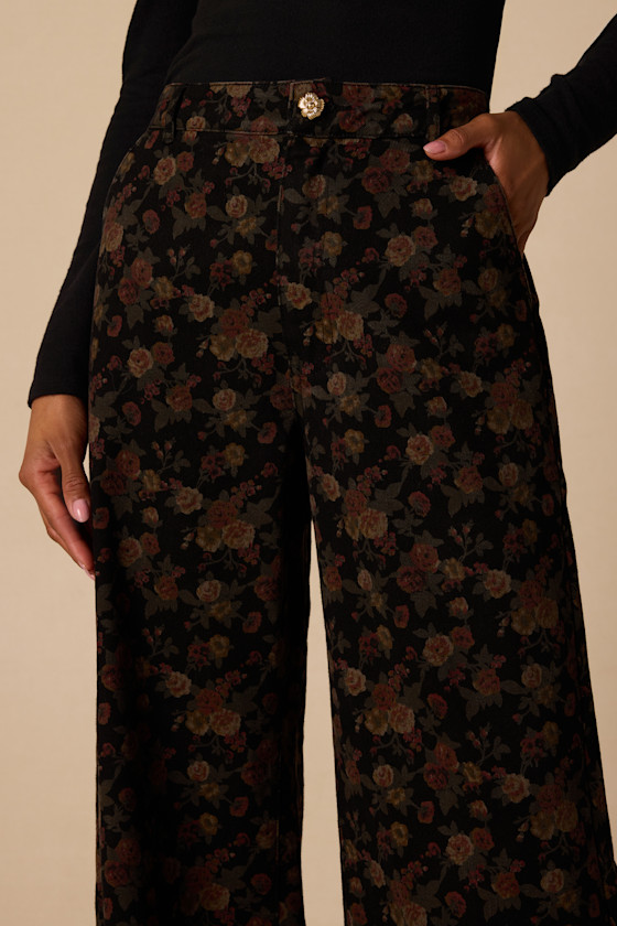 Briggs Black Floral Corduroy Pants - thumbnail 4