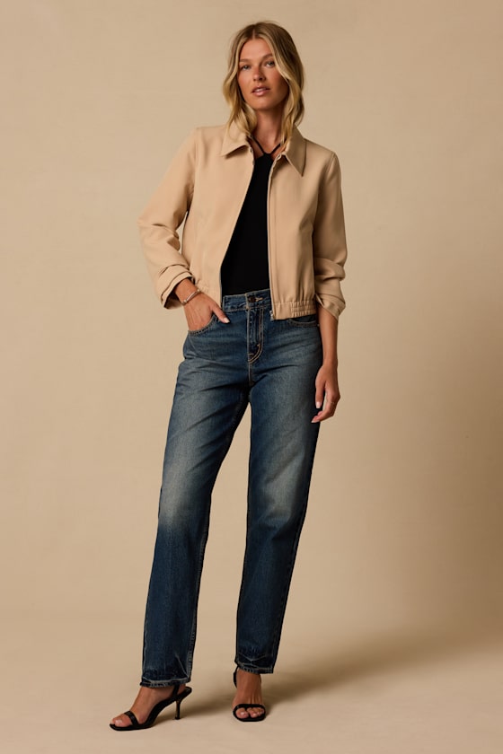 Morning Latte Tan Bomber Jacket - thumbnail 3