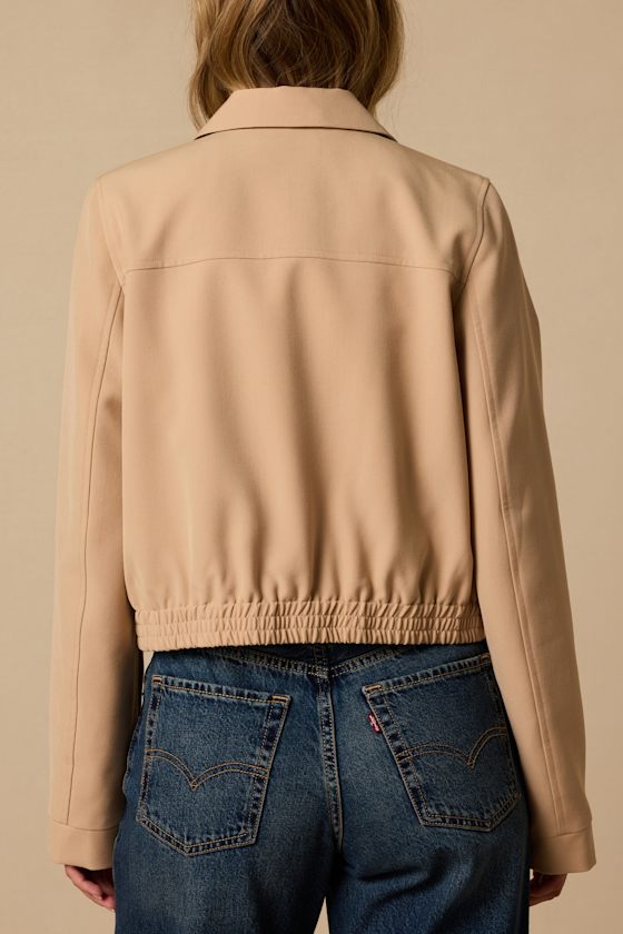 Morning Latte Tan Bomber Jacket - thumbnail 4