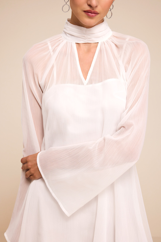 Scarlett Ivory Chiffon Shift Dress - thumbnail 3