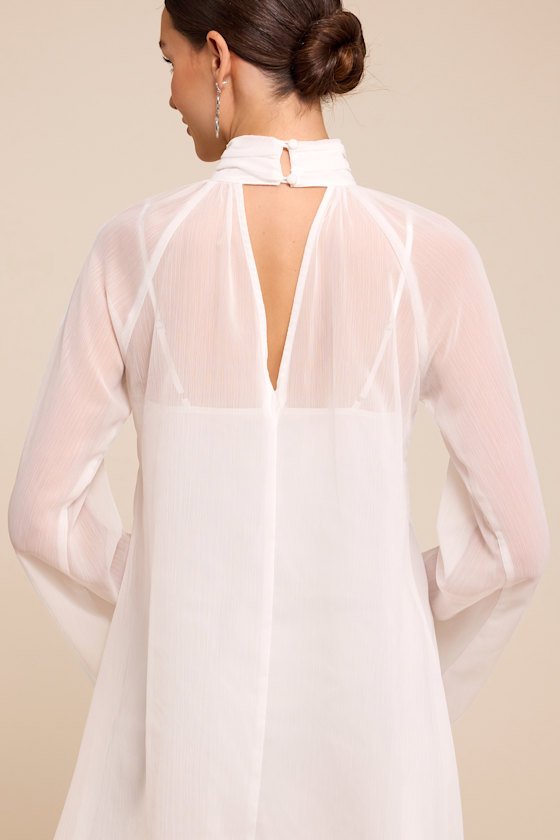 Scarlett Ivory Chiffon Shift Dress - thumbnail 4