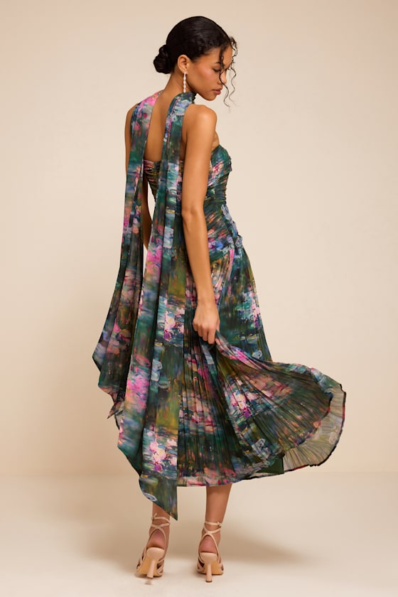 Nellie Blue Multi Strapless Midi Dress & Scarf Set - thumbnail 4