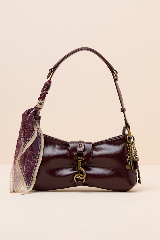 Vexa Wine Scarf Handle Shoulder Bag 1