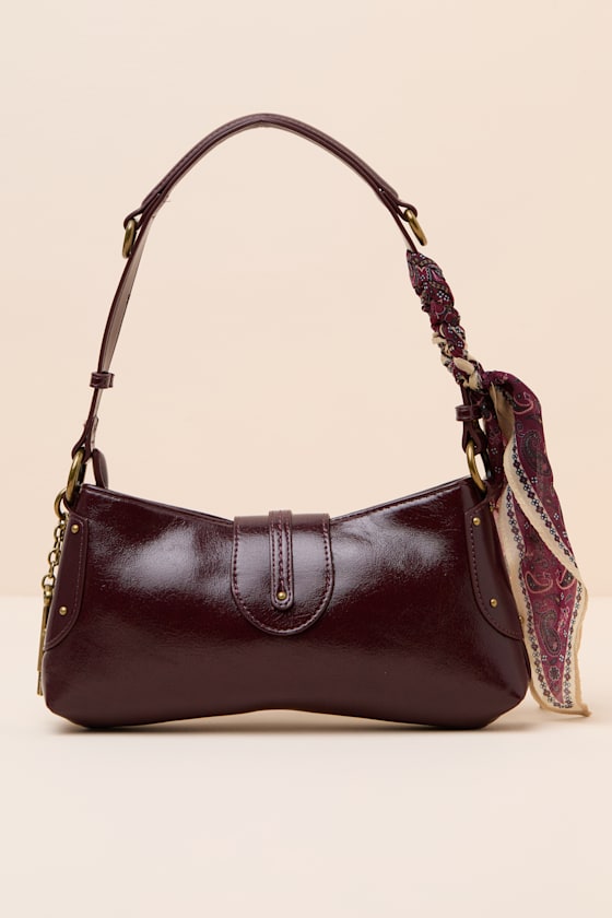 Vexa Wine Scarf Handle Shoulder Bag - thumbnail 5
