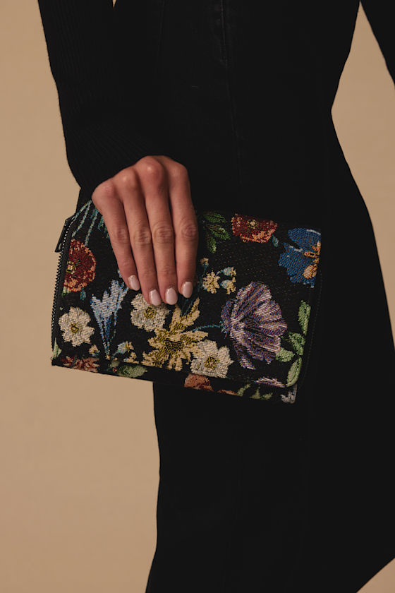 Tapestry Black Floral Crossbody Handbag - thumbnail 3