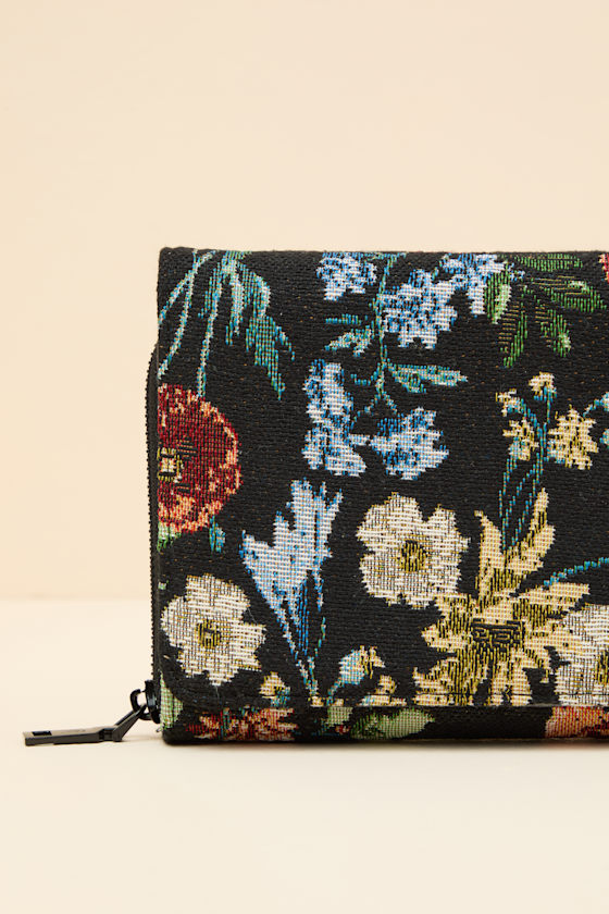 Tapestry Black Floral Crossbody Handbag - thumbnail 4