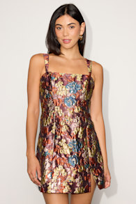 GHD512063: BURGUNDY/GOLD FLORAL 2