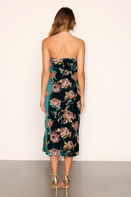 Lena Emerald Floral Velvet Dress - thumbnail 3