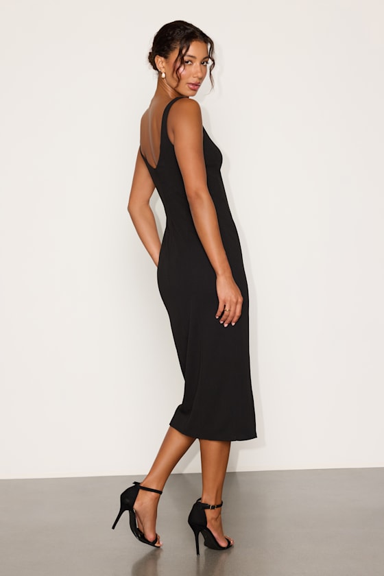 Romy Black Crepe Midi Dress - thumbnail 3