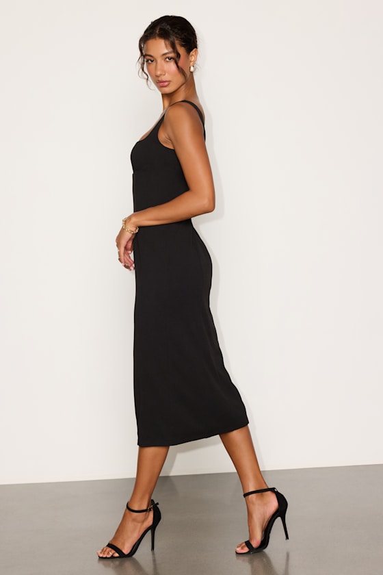 Romy Black Crepe Midi Dress - thumbnail 4
