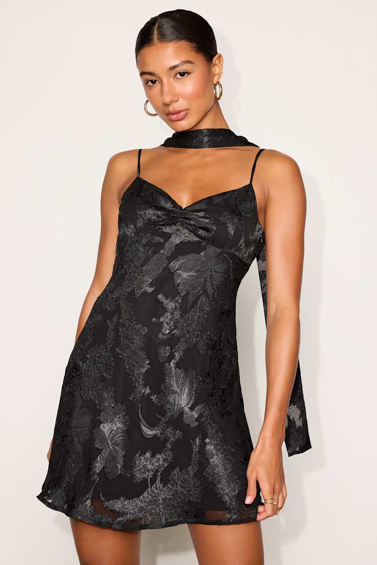 black mini dress with scarf Floral Burnout Slip and Set | Womens | Medium (Available in XS, S, L, XL) | 100% Polyester Size:US 8 / UK 12 / EU 38 Destination Open Back Mini dark occasions where simplicity QA Review
