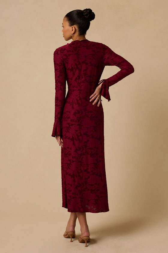 Thorne Wine Red Long Sleeve Midi Dress - thumbnail 4