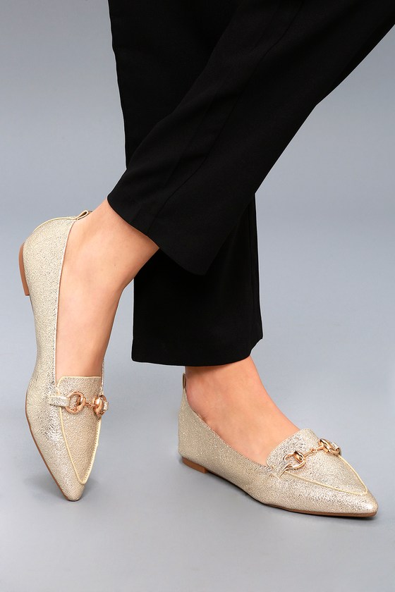 tasseled gold loafers