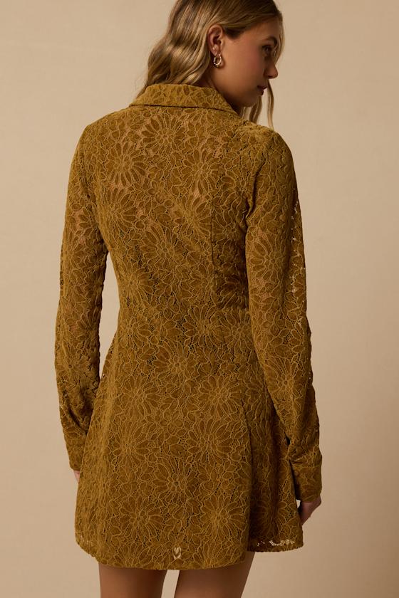 Amber Bronze Lace Long Sleeve Mini Dress - thumbnail 3