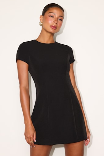 Renetta Black Ponte Knit Short Sleeve Mini Dress 1