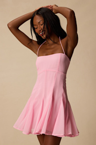 Sophrina Pink Halter Mini Dress 1