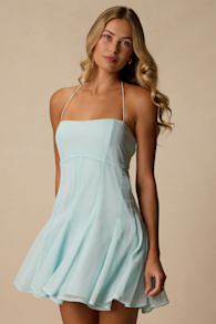 Sophrina Mint Blue Halter Mini Dress 1