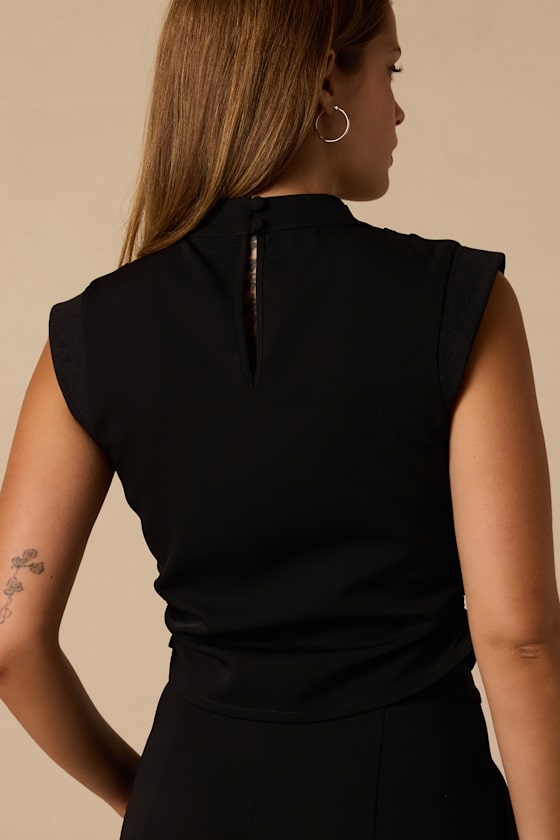 Vernon Black Cap Sleeve Top 2
