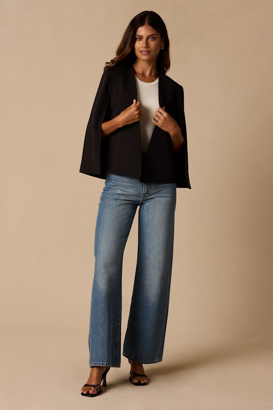 Voguish Charm Black Split Sleeve Blazer Cape - thumbnail 4
