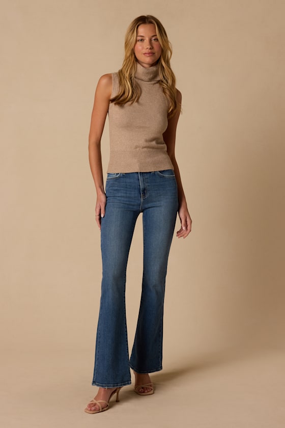 The Vintage Relaxed Slight Dark Wash Denim Flare Jeans 1