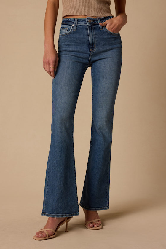 The Vintage Relaxed Slight Dark Wash Denim Flare Jeans 2